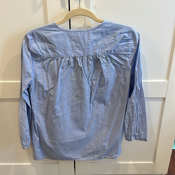 Blue jcrew top with bright embroidery - size small - Picture 3 of 3